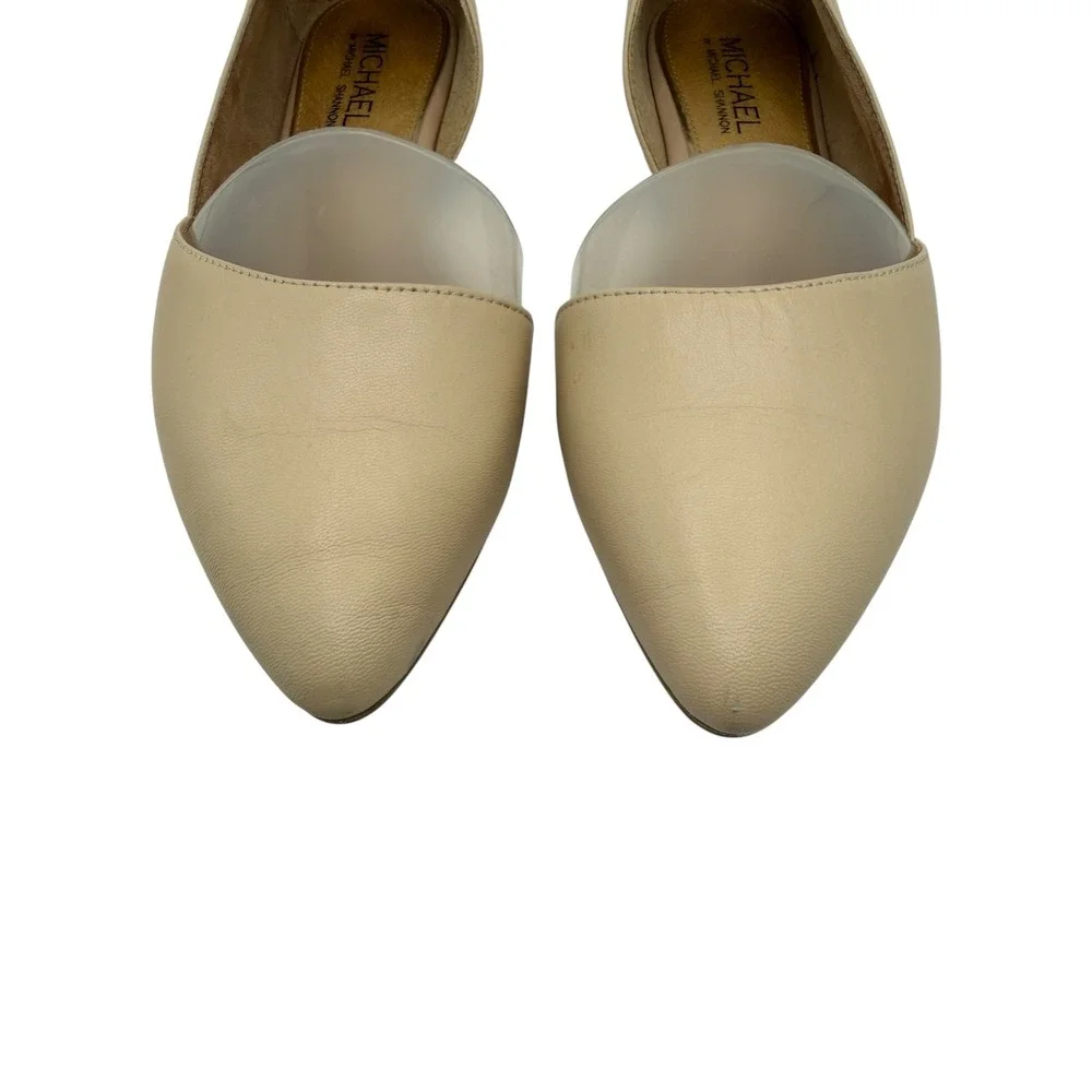 Michael‎ Shannon Alyssa Flats Women 9 Beige d'Orsay Pointed Toe Leather Preppy